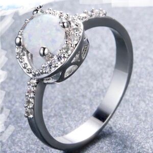 Fire opal sterling silver ring